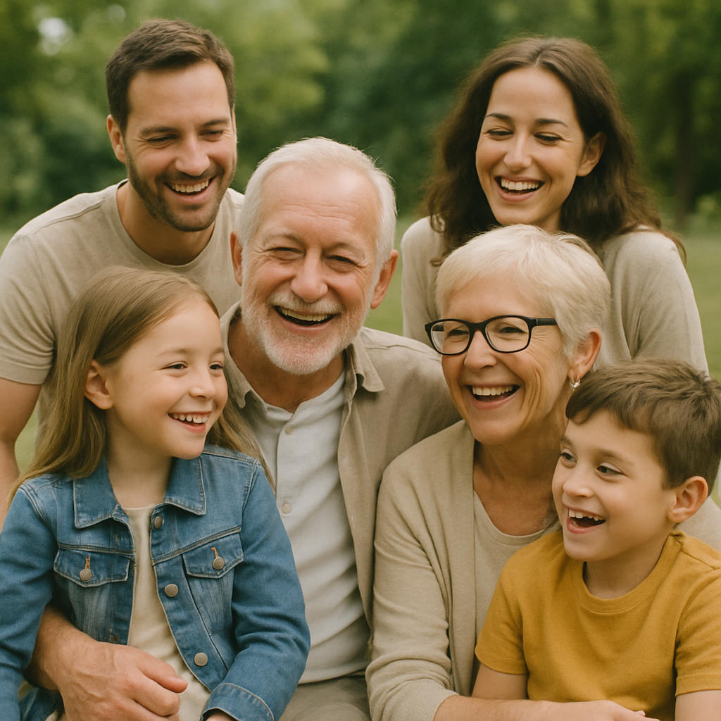 Großeltern, die mit der ganzen Familie Zeit verbringen