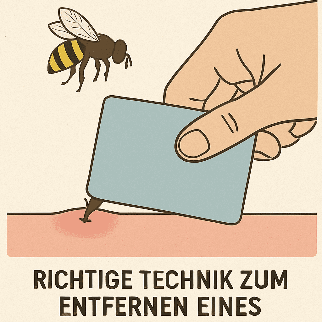 Richtige Technik zum Entfernen eines Bienenstachels mit einer Karte